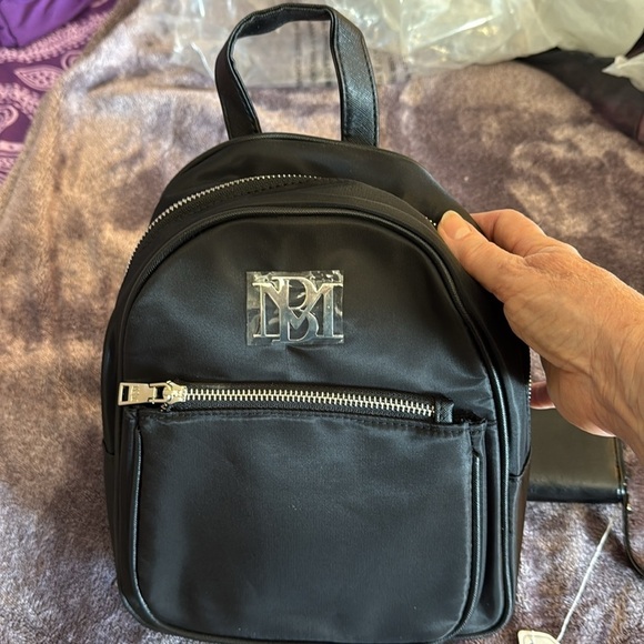 Badgley Mischa Black Backpack with Silver Accents